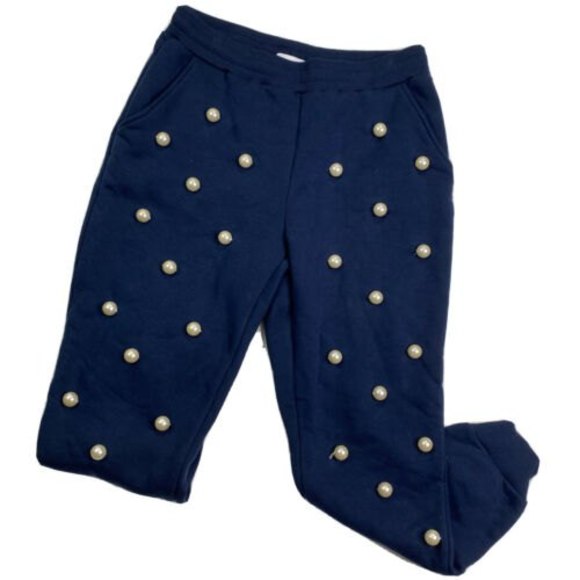 ASOS Pants - Asos Design Womens Navy Cotton Blend Jogger Pants With Big Pearls Size 6 A050522